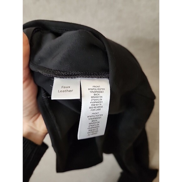 Tahari Faux Leather Suede Pull On Pants Womens M Black Ponte Knit Stretch NEW - Picture 7 of 8